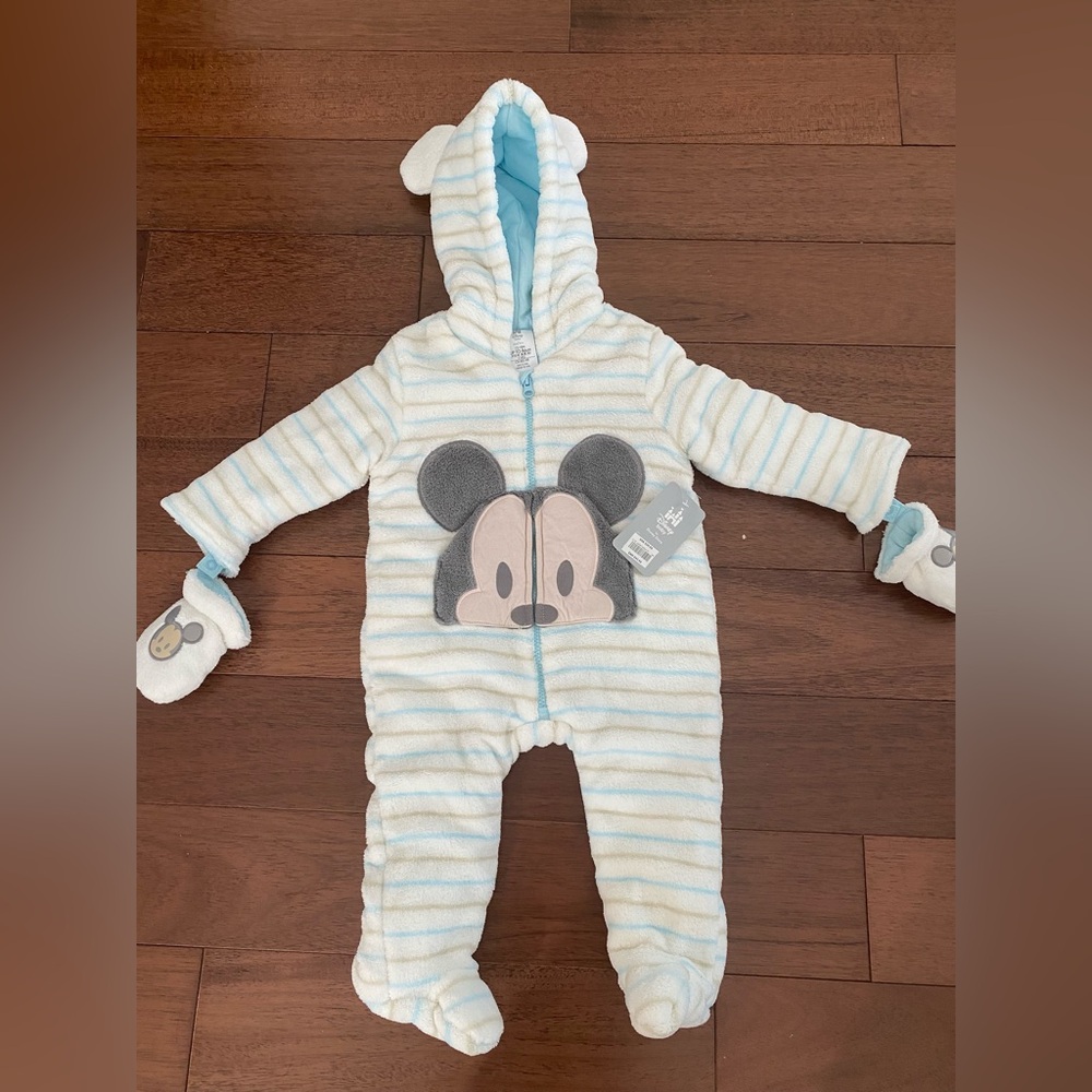 Disney 12m-18m fleece onesies outfit. NWT